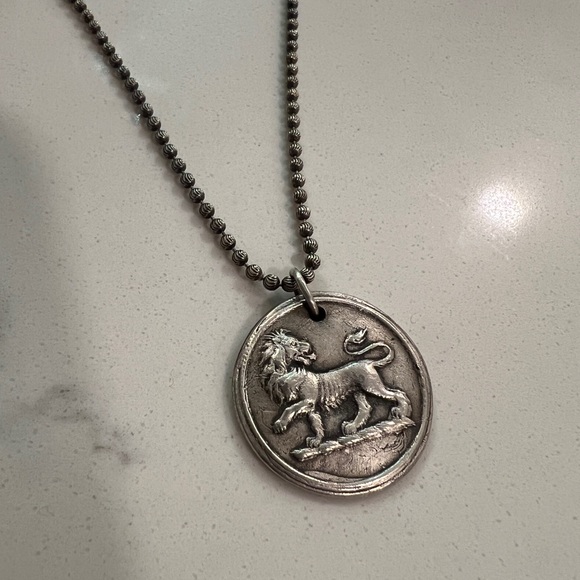 Silver Lion Pendant Necklace